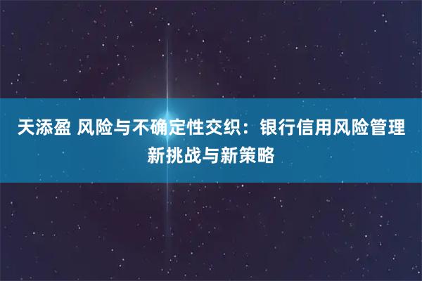 天添盈 风险与不确定性交织：银行信用风险管理新挑战与新策略