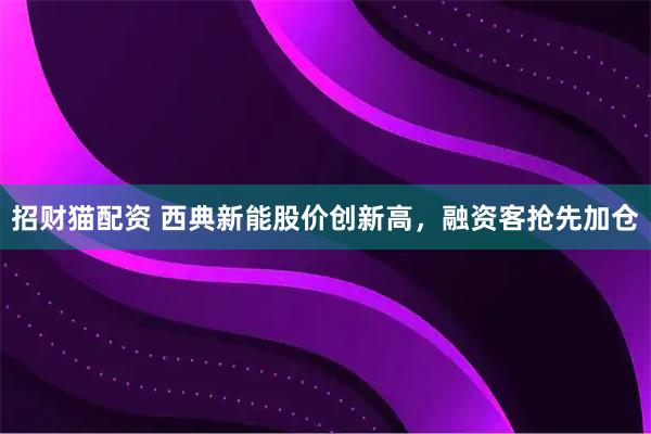 招财猫配资 西典新能股价创新高，融资客抢先加仓