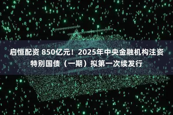启恒配资 850亿元！2025年中央金融机构注资特别国债（一期）拟第一次续发行