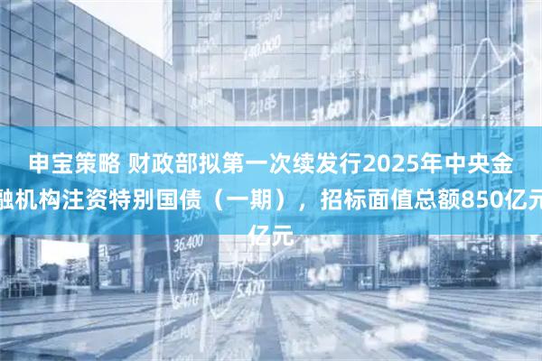 申宝策略 财政部拟第一次续发行2025年中央金融机构注资特别国债（一期），招标面值总额850亿元