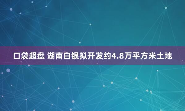 口袋超盘 湖南白银拟开发约4.8万平方米土地