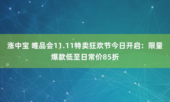 涨中宝 唯品会11.11特卖狂欢节今日开启：限量爆款低至日常价85折