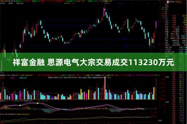 祥富金融 思源电气大宗交易成交113230万元